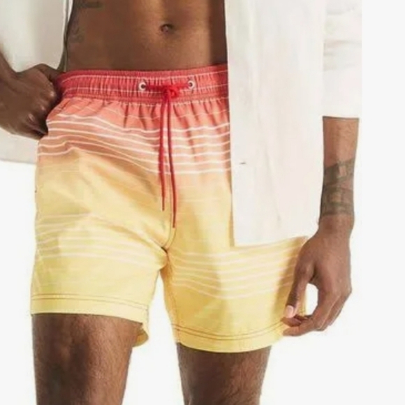 Nautica Men's Ombre Stripe Full Elastic Swim Trunks, Size M, Retail $69.50US - Picture 6 of 13